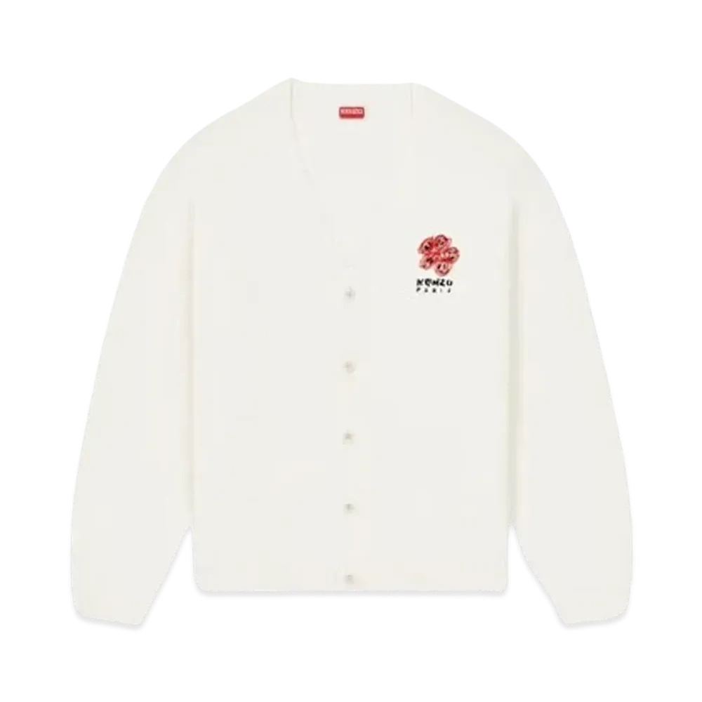 KENZO 'DRAWN VARSITY' Embroidery Cardigan "Off White"