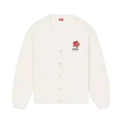 KENZO 'DRAWN VARSITY' Embroidery Cardigan "Off White"