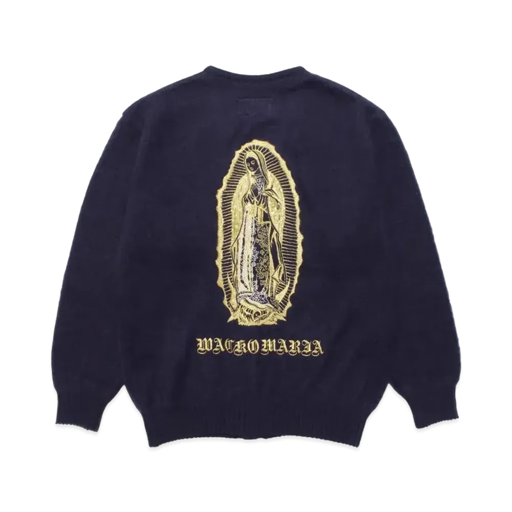 WACKO MARIA MOHAIR KNIT CARDIGAN "Navy"