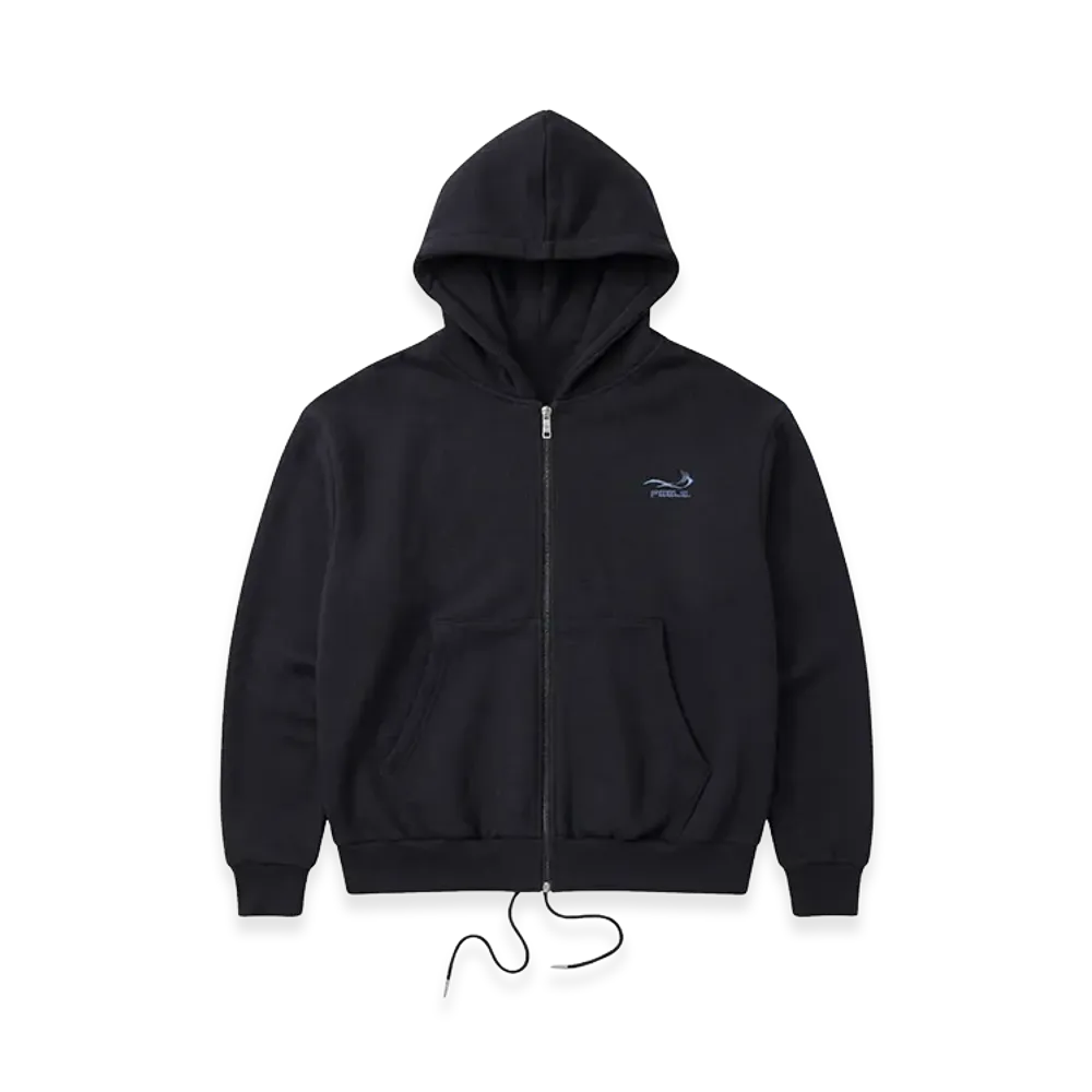 FEELS. Premium Weight Zip Up Hoodie "Black"