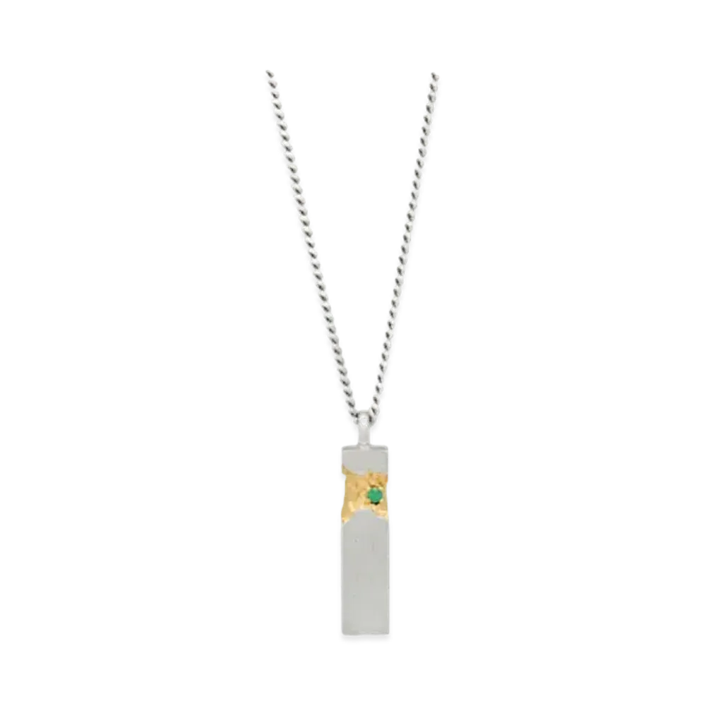TOMWOOD Mined Cube Pendant Emerald "Silver"