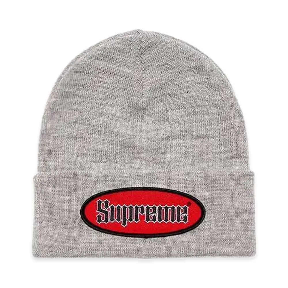 Supreme Oval Patch Beanie "Heather Grey"