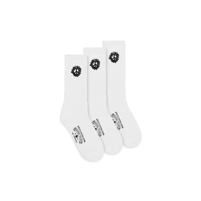 DENIM TEARS Cotton Peace Wreath 3-Pack Socks "White"