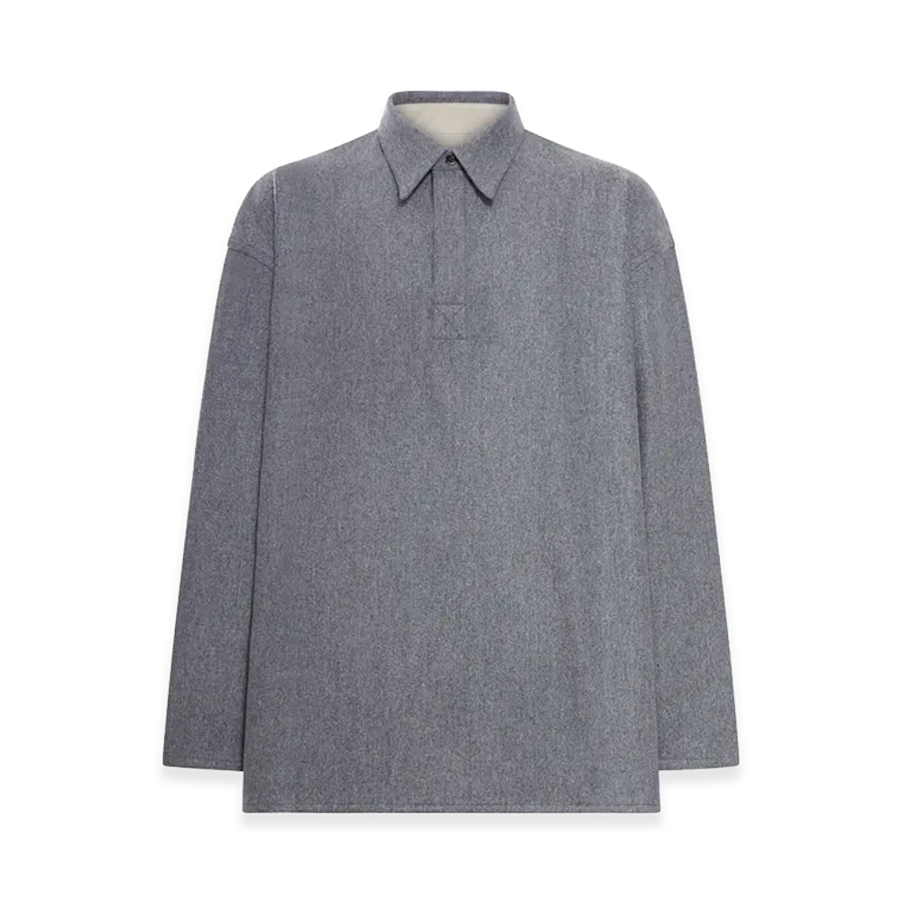 AMI PARIS Long-Sleeved Wool Polo Shirt "Gray"