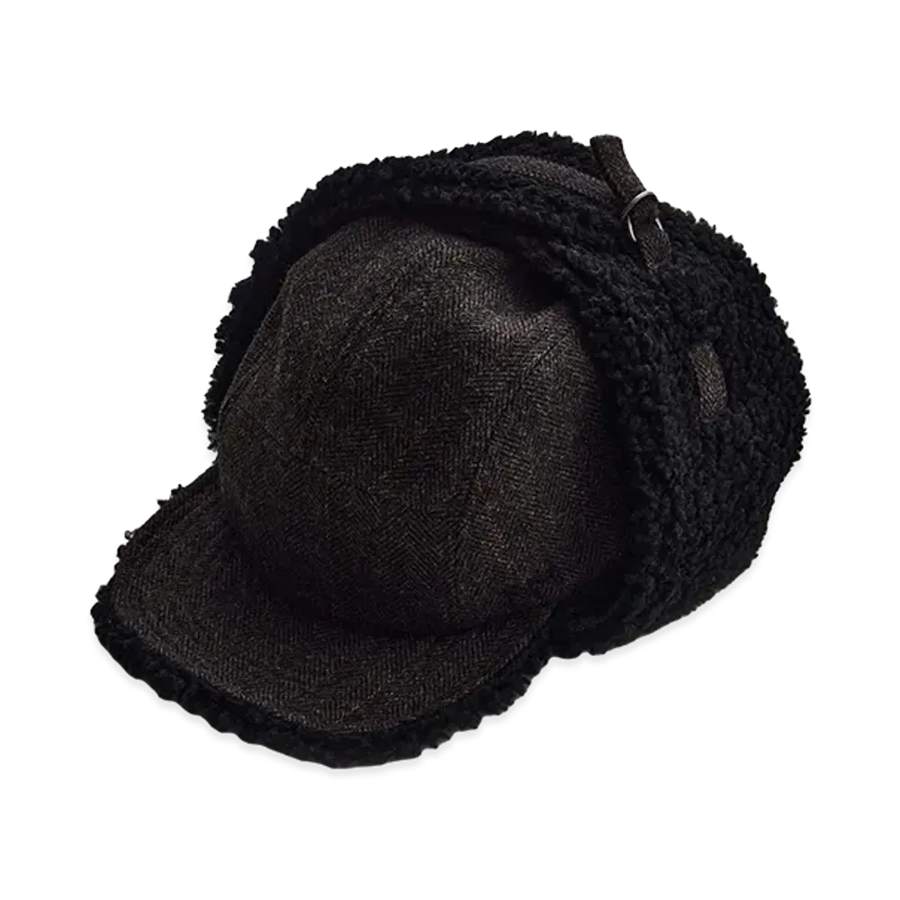 NICENESS M.Strick Tweed Mouton Hunter Cap "Charcoal"