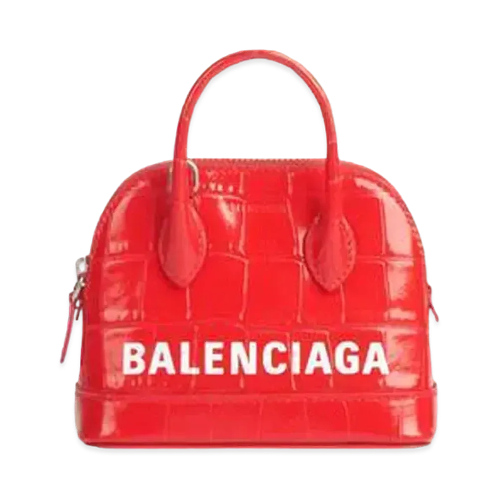 BALENCIAGA Women's Ville Mini Top Handle "Vermillion/White"