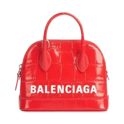 BALENCIAGA Women's Ville Mini Top Handle "Vermillion/White"