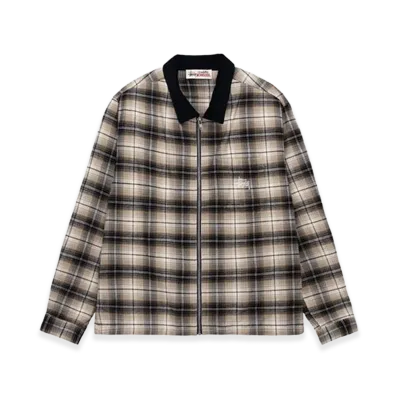 Stussy Frank Plaid Zip LS Shirt "Taupe"