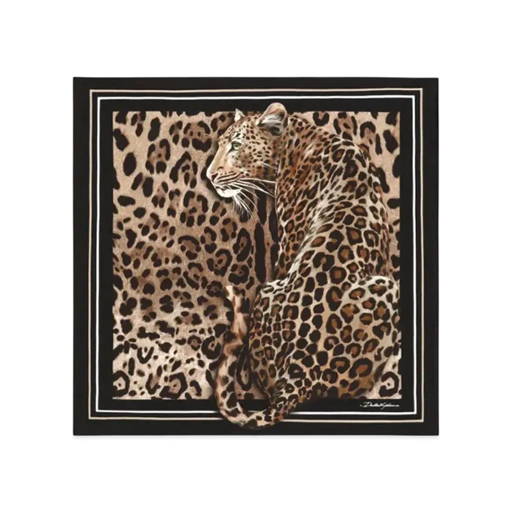 DOLCE&GABBANA Leopard-Print Silk Twill Foulard (50x50) "Leopard"