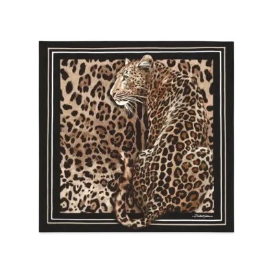 DOLCE&GABBANA Leopard-Print Silk Twill Foulard (50x50) "Leopard"