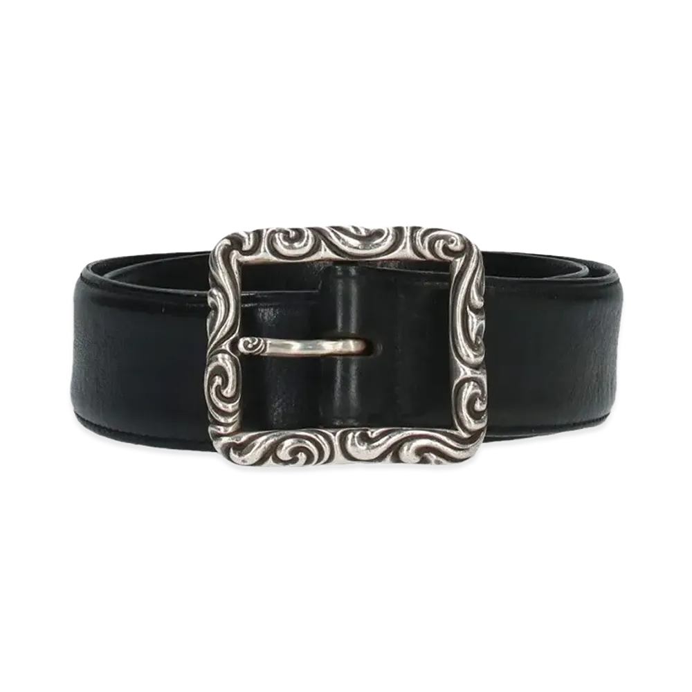 Chrome Hearts Rectangle Scroll Belt "Black/Silver"