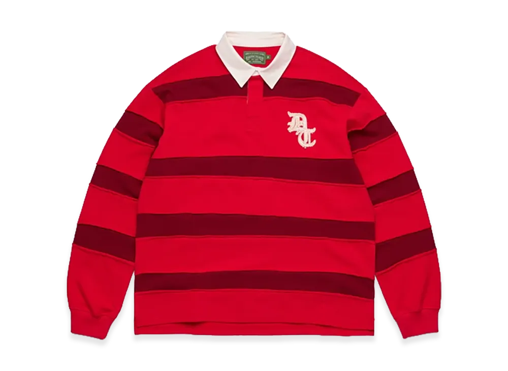 DENIM TEARS Paneled Rugby Shirt "Red"