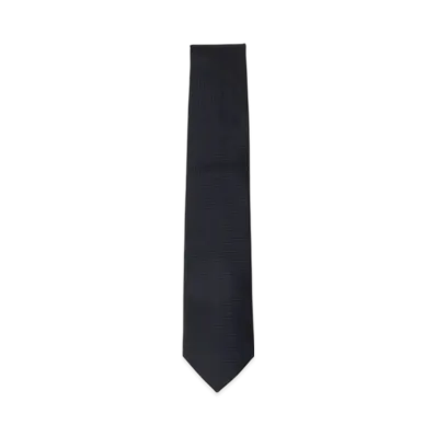 BEAMS Silk Solid Jacquard Tie "DarkNavy"
