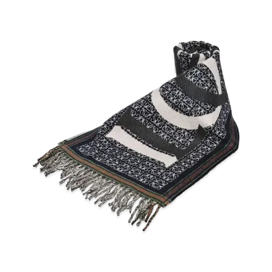 LOEWE Cashmere Blend Allover Pattern Scarf "Navy"