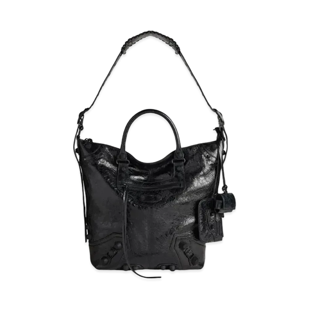 BALENCIAGA Le Cagole Medium Tote Bag In Arena Lambskin "Black"