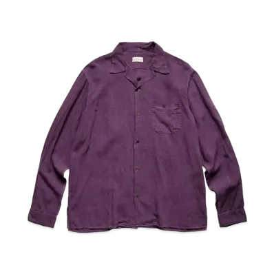 KAPITAL Soft Linen Open Collar Shirt "Purple"