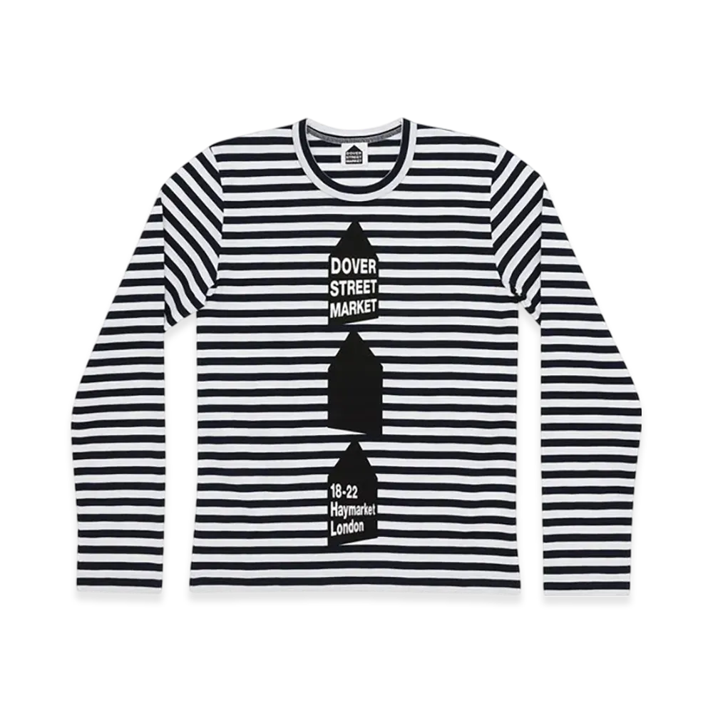 COMME des GARCONS x DSM DOVER STREET MARKET Exclusive 3 Hut Logo L/S Tee "Navy/White"