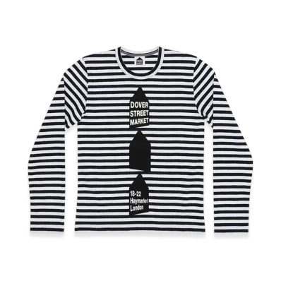 COMME des GARCONS x DSM DOVER STREET MARKET Exclusive 3 Hut Logo L/S Tee "Navy/White"