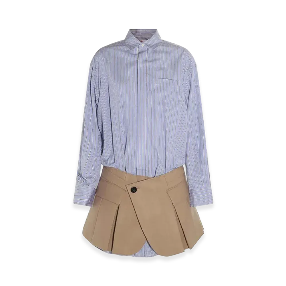sacai Women's Dresses "Light Blue/Stripebeige"