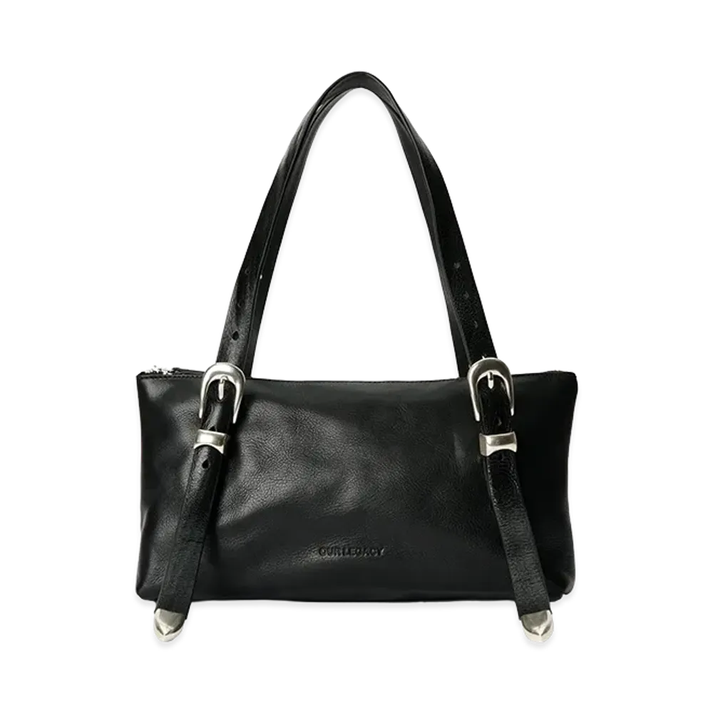 OUR LEGACY Women's 2 Cm Belt Shoulder Bag "Tire Black Forever Cowhide"