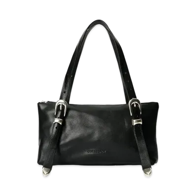 OUR LEGACY Women's 2 Cm Belt Shoulder Bag "Tire Black Forever Cowhide"