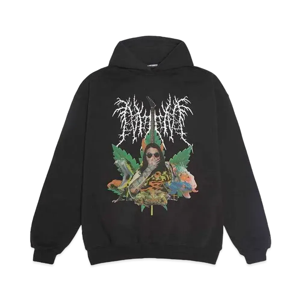 NISHIMOTO IS THE MOUTH METAL COLLAGE SWEAT HOODIE "BLACK"