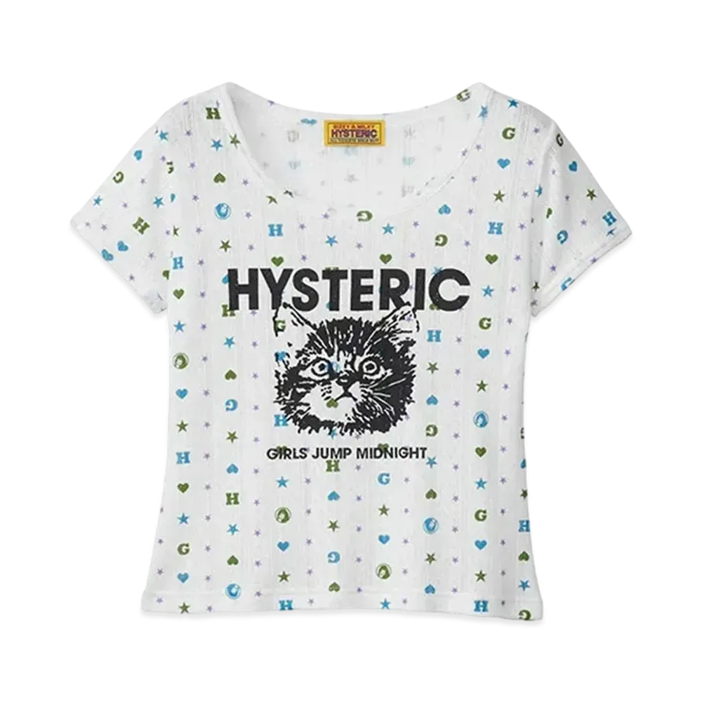 HYSTERIC GLAMOUR Girls Jump Midnight Short T-Shirt "White"