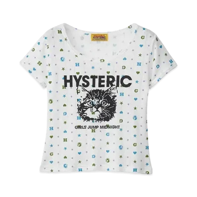 HYSTERIC GLAMOUR Girls Jump Midnight Short T-Shirt "White"