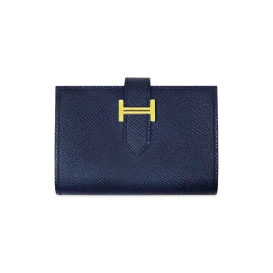 Hermes Bearn Mini Veau Epsom "Blue Indigo/Gold"