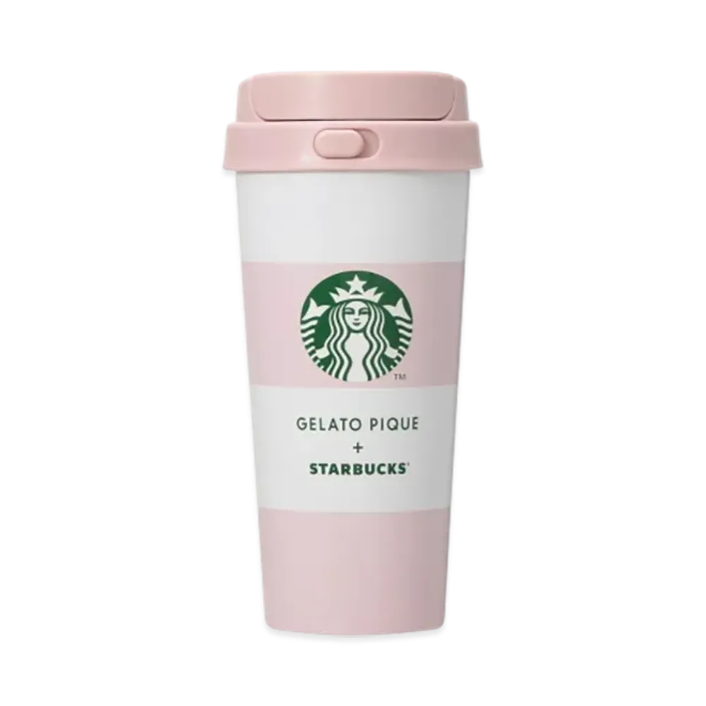 STARBUCKS x GELATO PIQUE Border Stainless Steel TOGO Bottle 473ml "Soft Pink"
