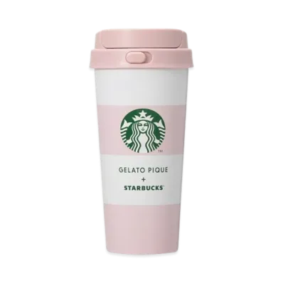 STARBUCKS x GELATO PIQUE Border Stainless Steel TOGO Bottle 473ml "Soft Pink"