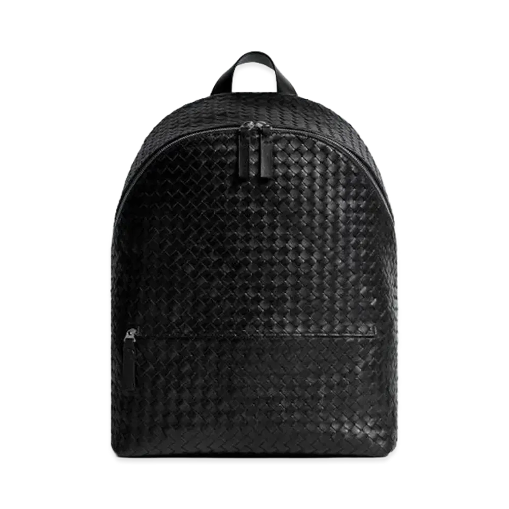 Bottega Veneta Leather Intrecciato 1975 Backpack "Black"