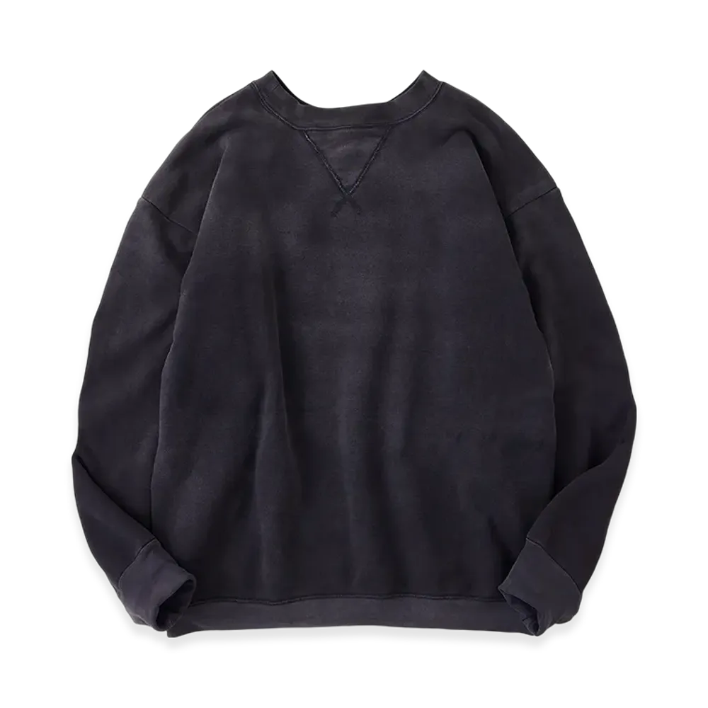 NICENESS Navarro Distressed Double-Front Crewneck Sweatshirt "Black"