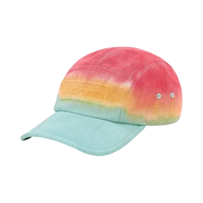 Supreme Embossed Denim Camp Cap "Red Dip Dye"