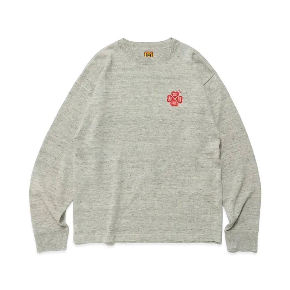HUMAN MADE Linen-Blend Knit Sweater "Gray"
