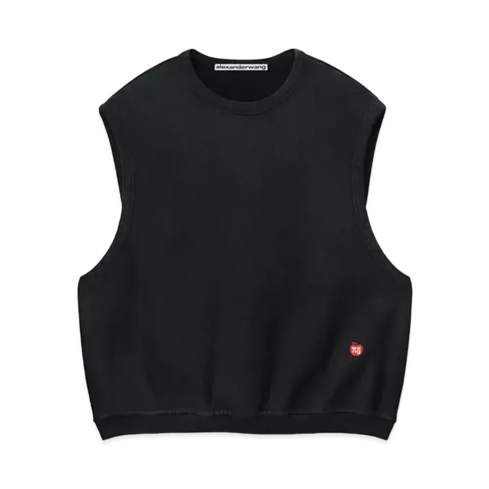 Alexander Wang Terry Sleeveless Crew Neck Vest "Washed Jet Black"