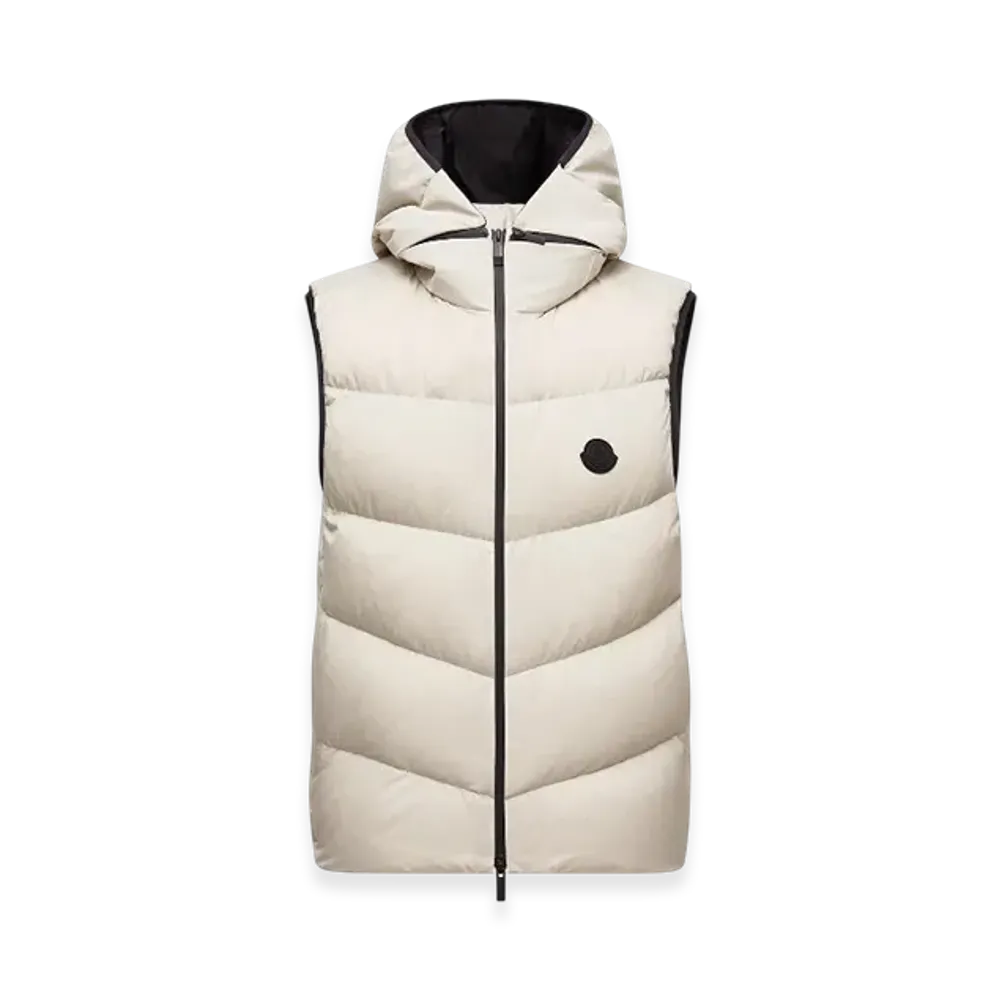 MONCLER Guersac Diagonal-Quilted Hooded Down Gilet "Grey"