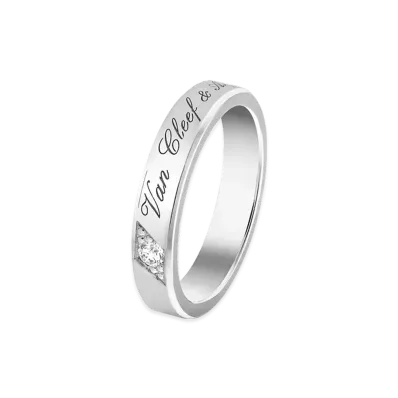 Van Cleef & Arpels Toujours Signature etoiles wedding band 4mm "Platinum/Diamond"