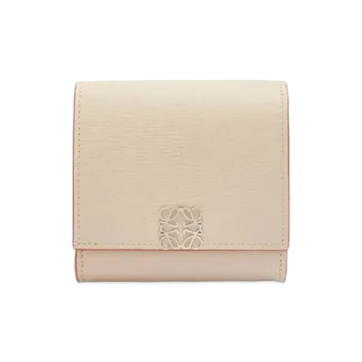 LOEWE Anagram Compact Flap Wallet Peble Grain Calf "Light Ghost"