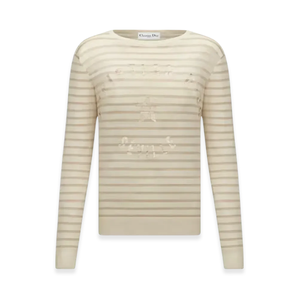 Dior Women's Seville Sweater-Tone Linen Cashmere and Silk Knit with Signature "Gold"