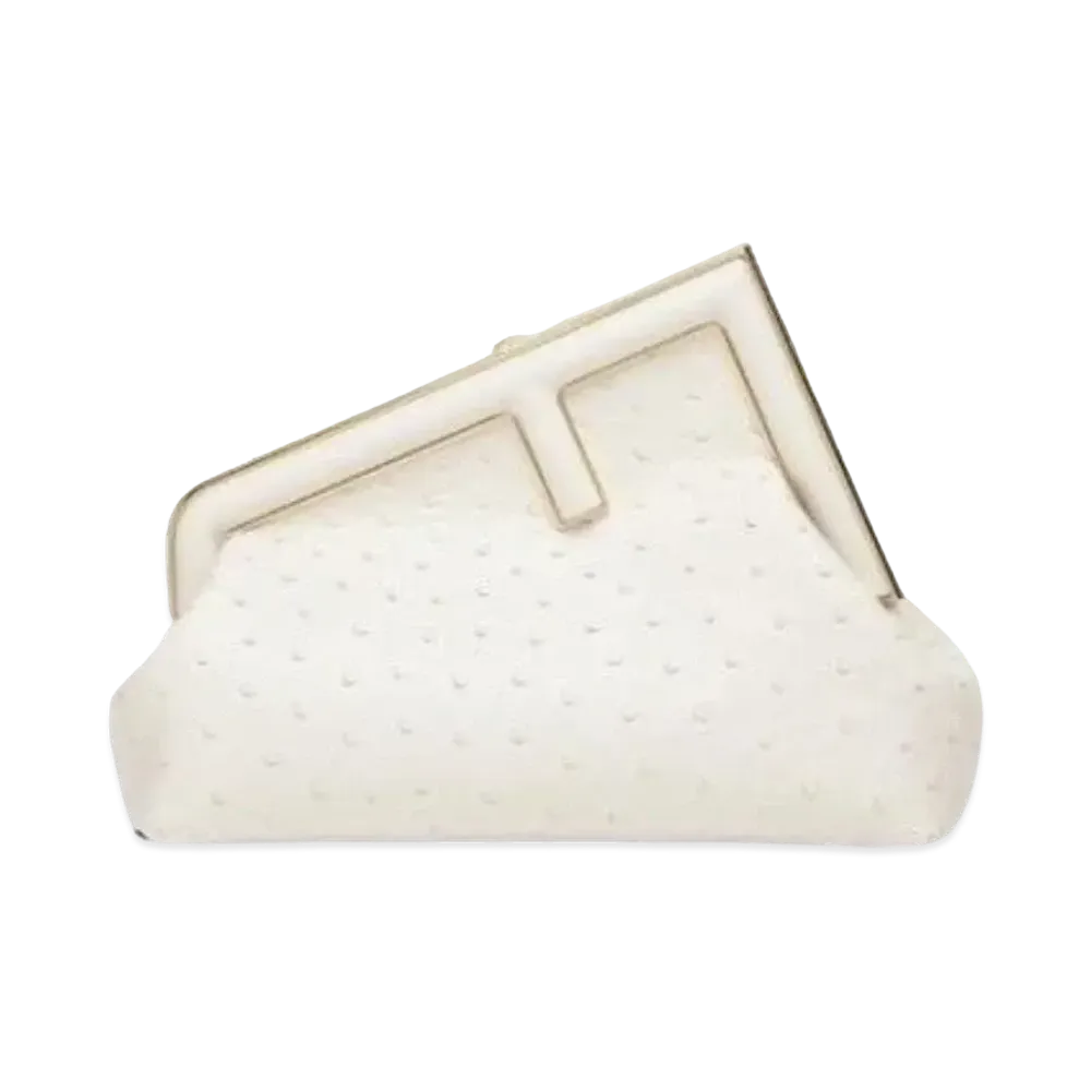 FENDI First Small Ostrich Leather Bag "White"