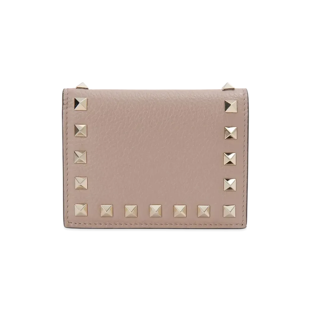 Valentino Garavani Rockstud Flap Wallet "Pink Beige/Gold"