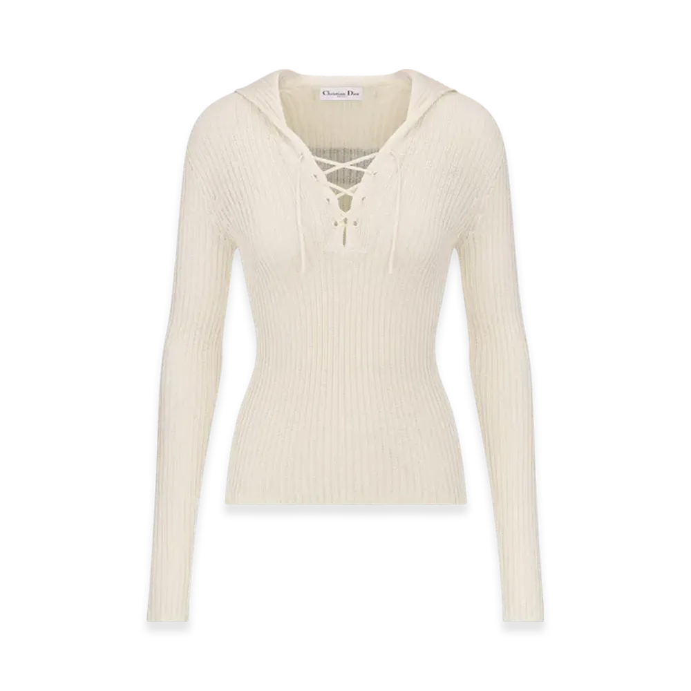 Dior Women's Dioriviera Sweater Cotton Ribbed Knit "Ecru"