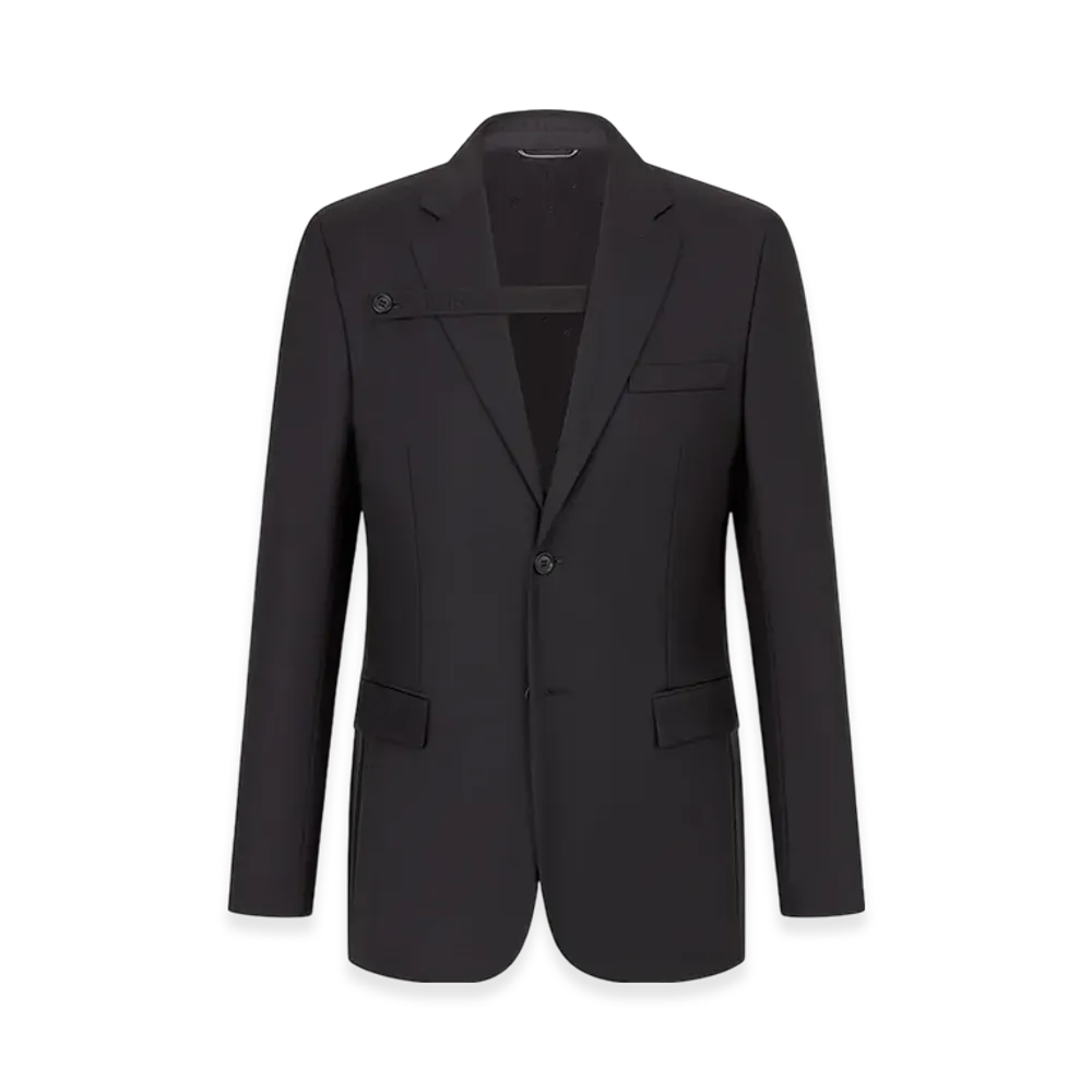 Dior Jacket with Button Placket Wool Twill "Black"