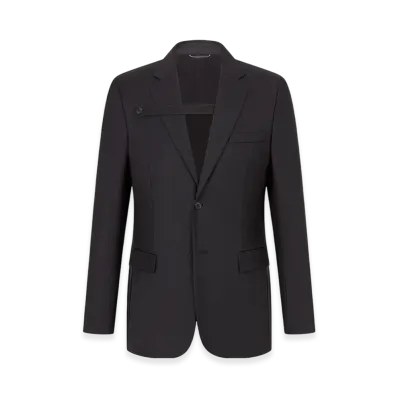 Dior Jacket with Button Placket Wool Twill "Black"