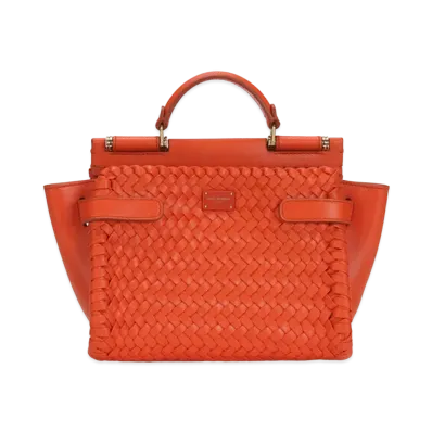 Dolce&Gabbana Sicily 62 Soft Bag Small Woven Nappa & Tahiti Calfskin "Orange"