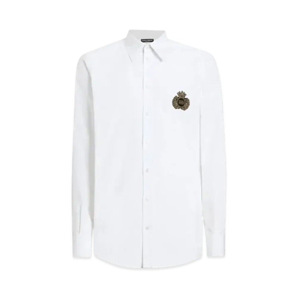 DOLCE&GABBANA Cotton Shirt With Heraldic Patch "White"