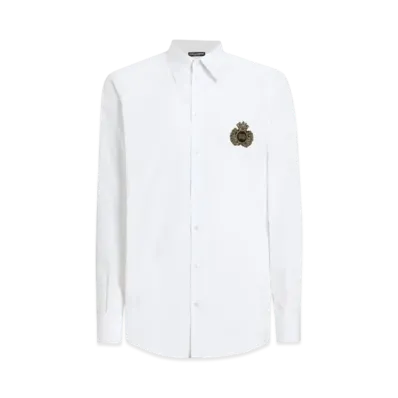 DOLCE&GABBANA Cotton Shirt With Heraldic Patch "White"