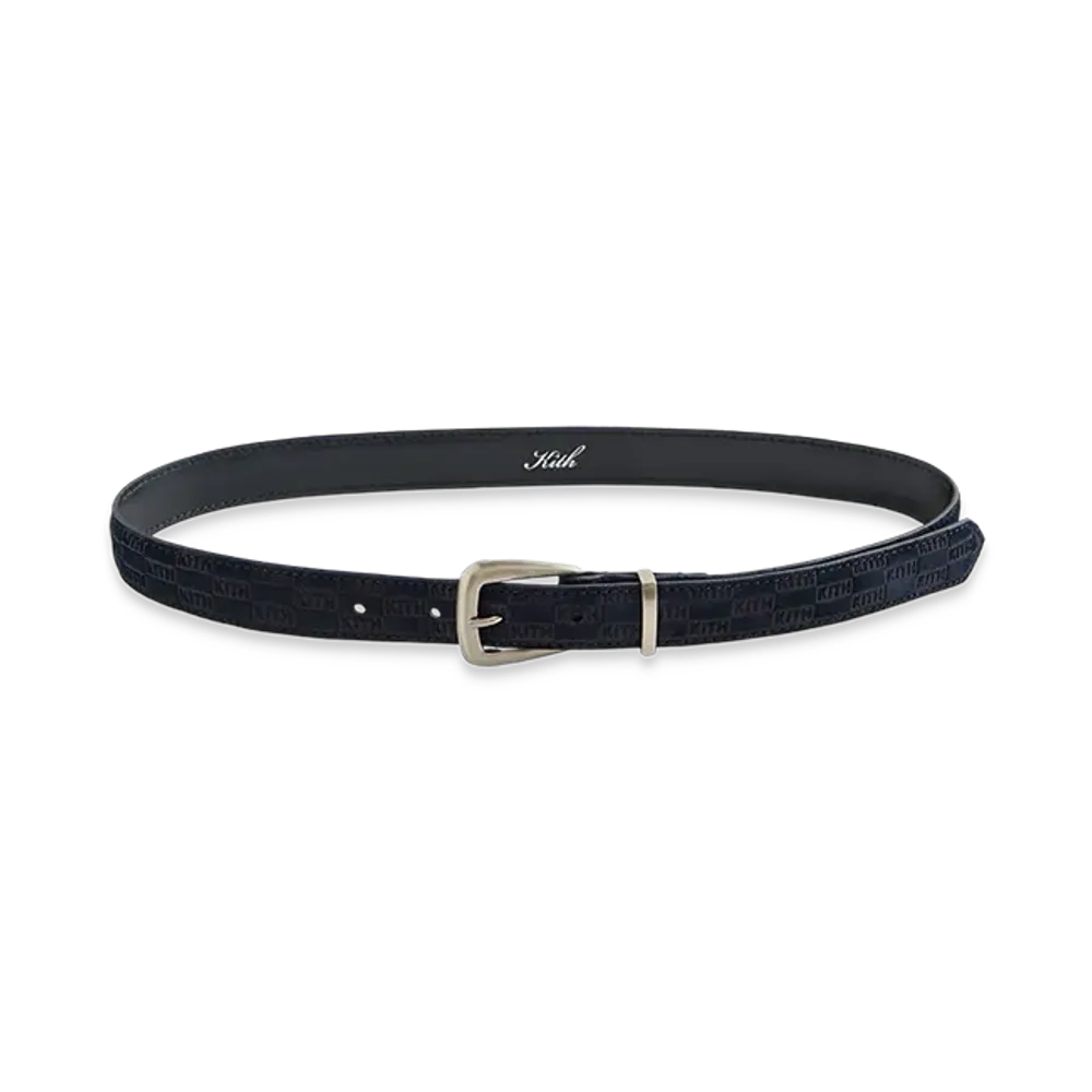 Kith Women's Monogram Debossed Suede Belt "Ink"