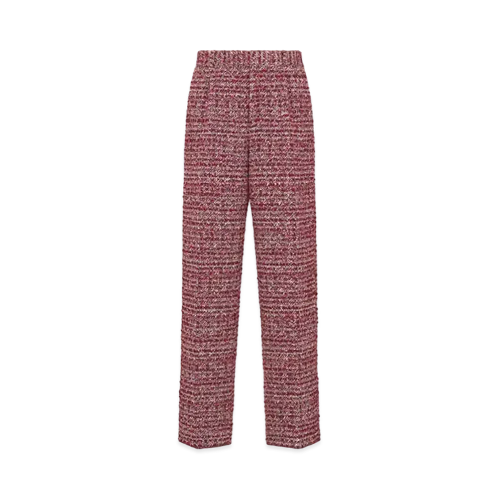 Dior x LEWIS HAMILTON Loose Pants Checkered Cotton and Wool Blend Tweed "Burgundy"
